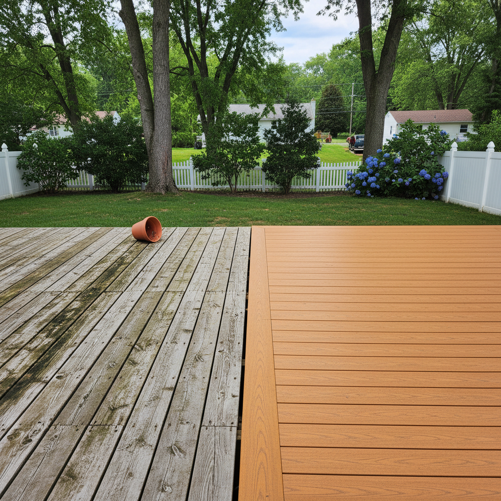 Completed deck repair work at a residential property in Bristol, CT