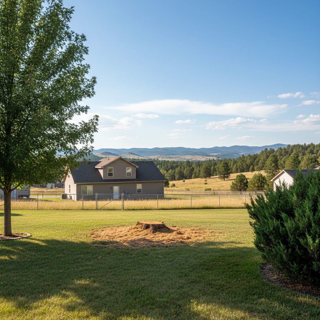 Completed tree removal work at a residential property in Sturgis, SD