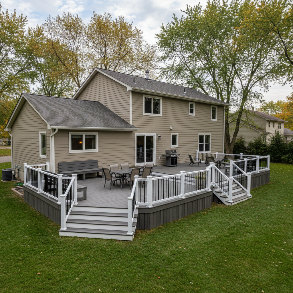 Completed composite decks work at a residential property in Detroit, MI