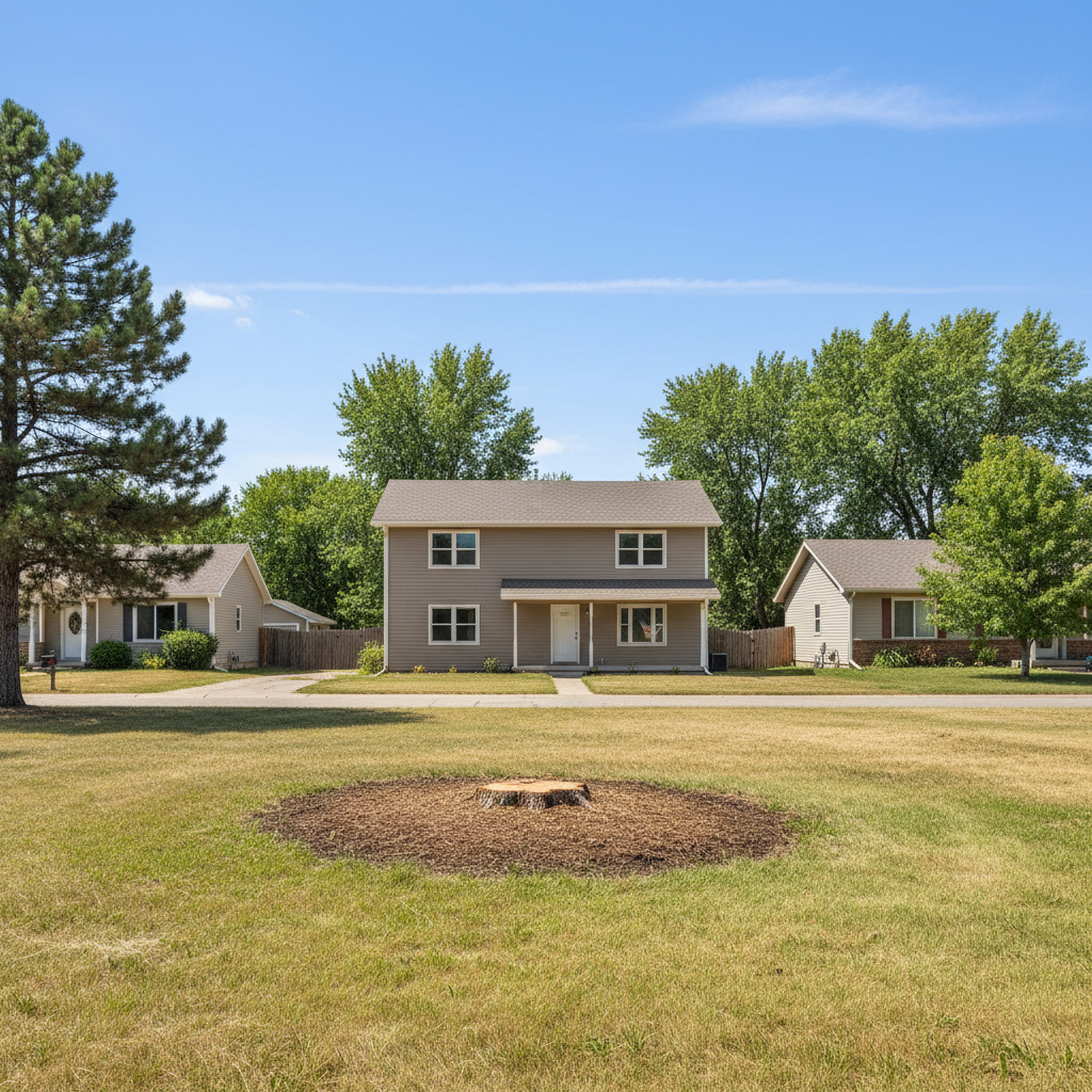 Completed tree removal work at a residential property in Sturgis, SD