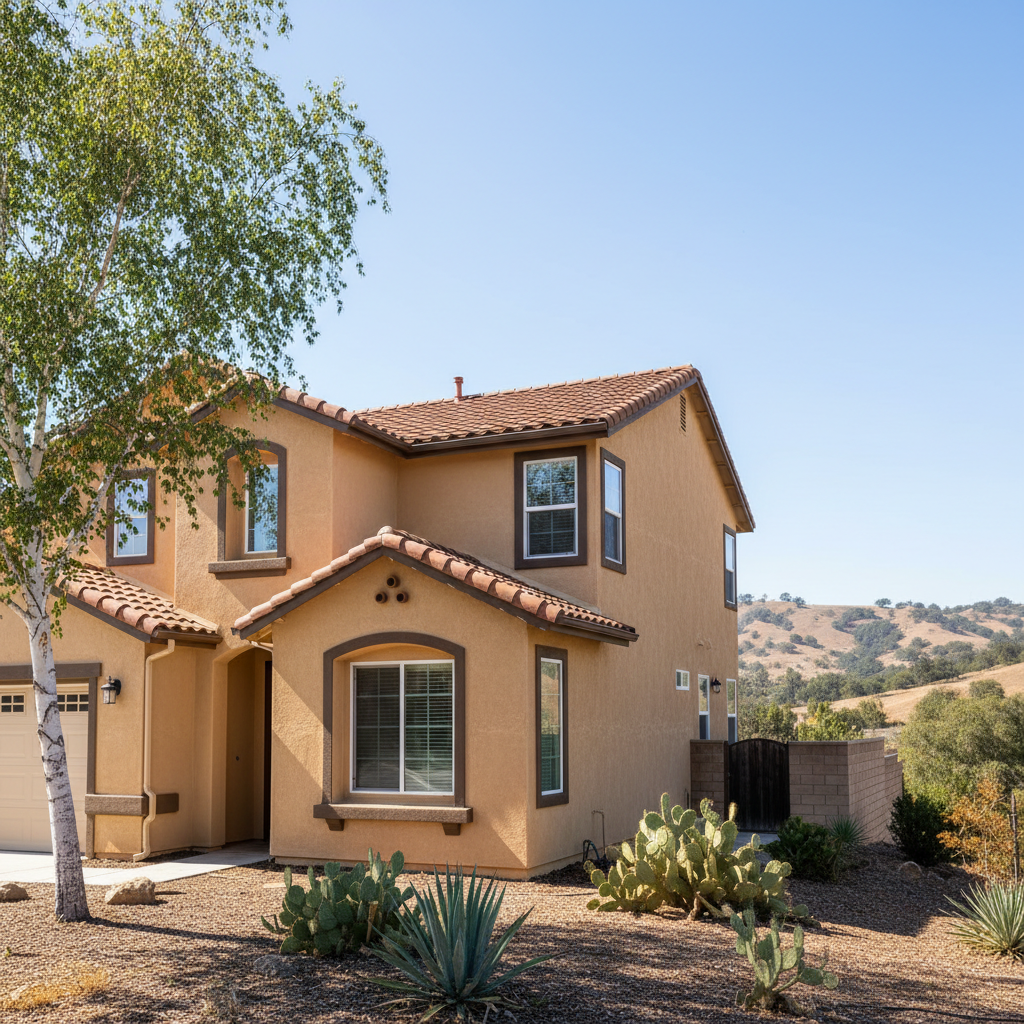 Completed stucco painting work at a residential property in Simi Valley, CA