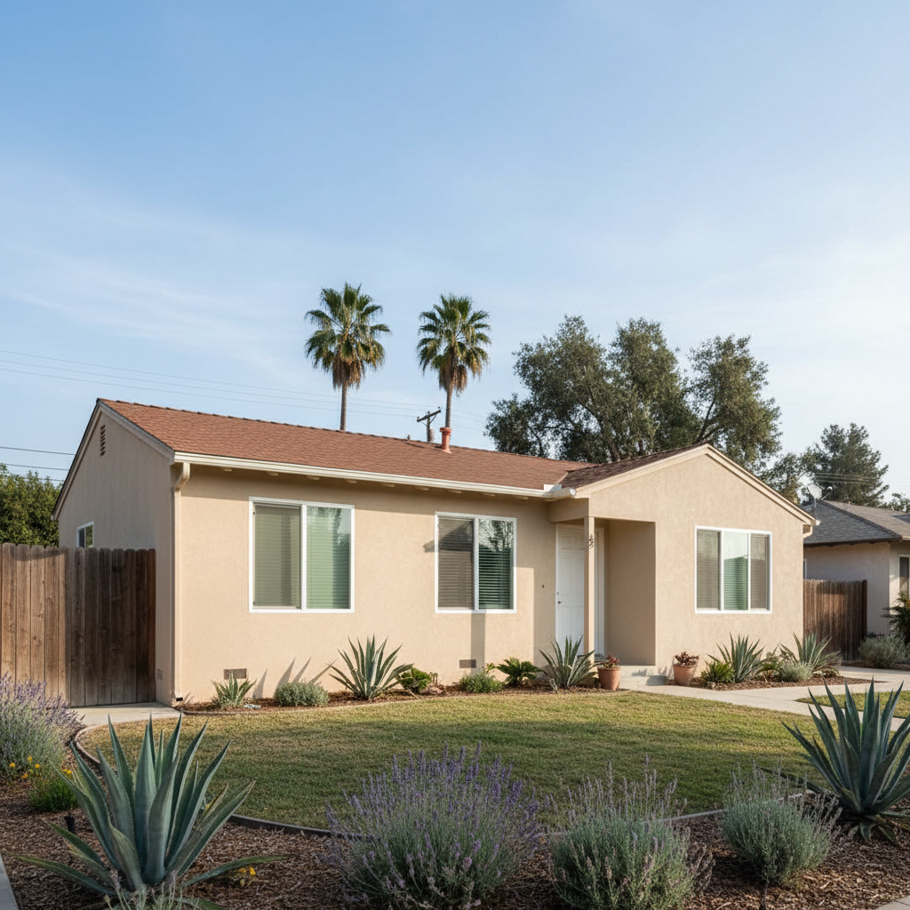 Completed stucco painting work at a residential property in Sunnyvale, CA