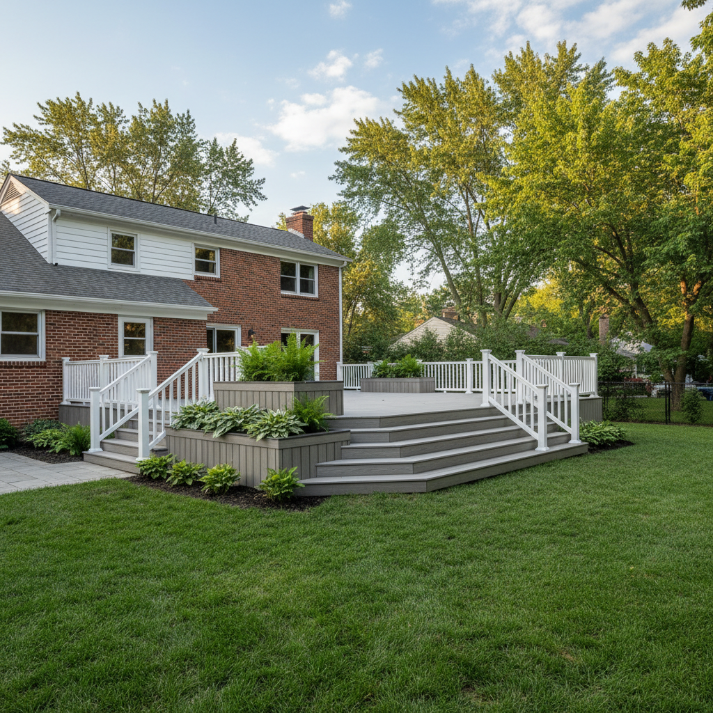 Completed composite decks work at a residential property in Detroit, MI