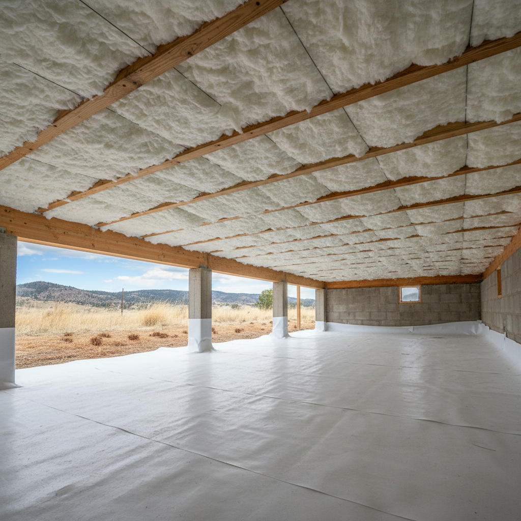 Completed crawl space insulation work at a residential property in Rapid City, SD
