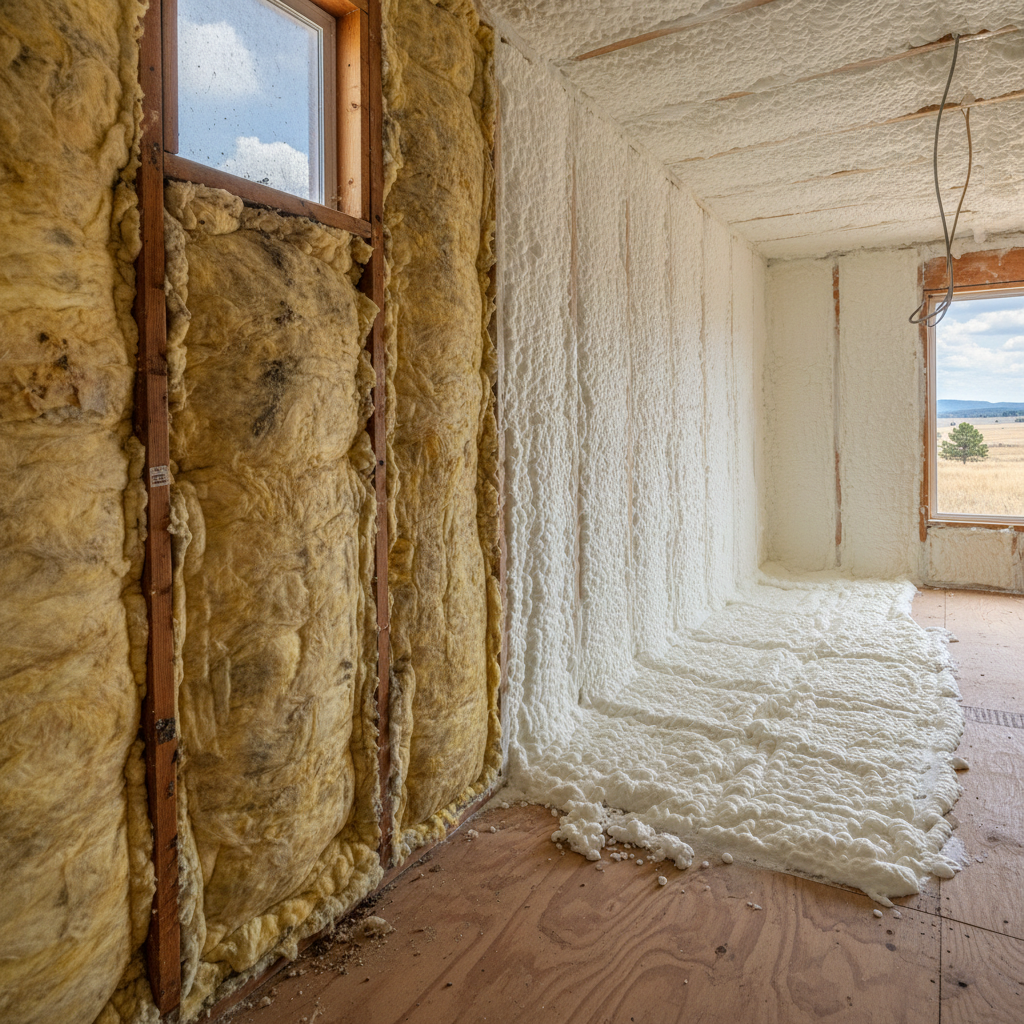 Completed open cell spray foam work at a residential property in Box Elder, SD