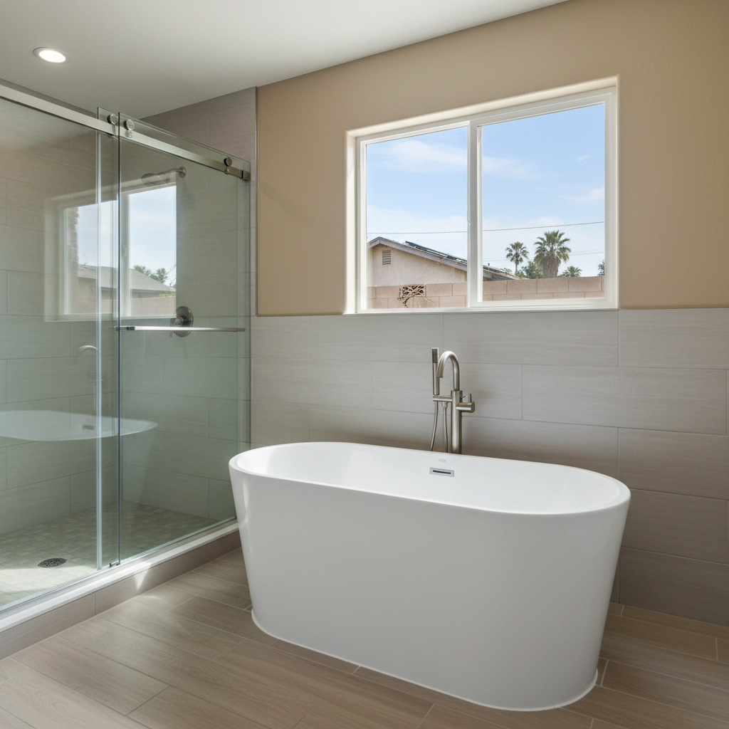 Completed bathtub replacement work at a residential property in Bell Gardens, CA