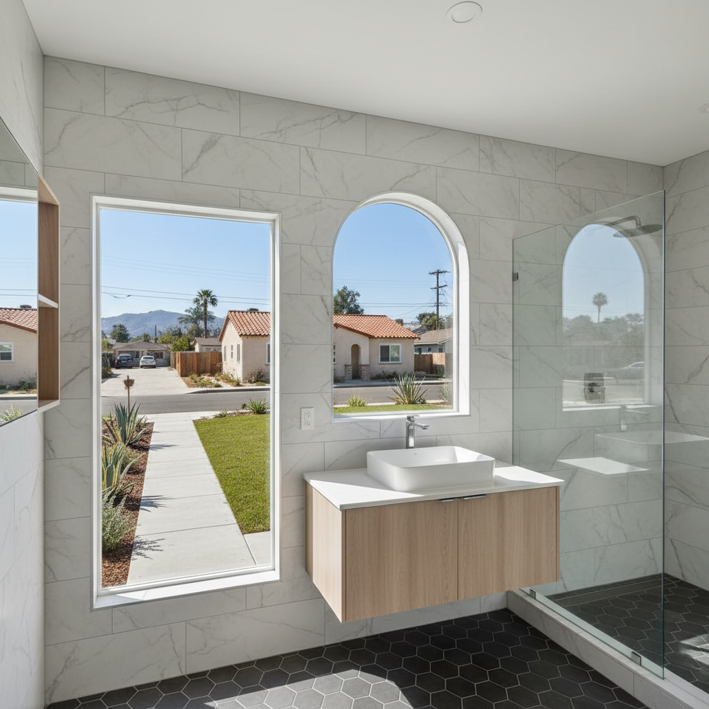 Completed tile and flooring installation work at a residential property in Bell, CA