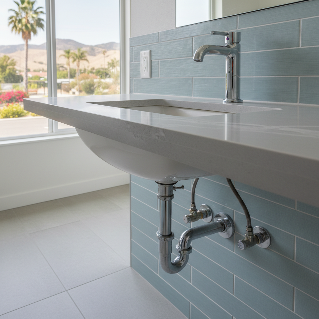 Completed plumbing work work at a residential property in Bell Gardens, CA