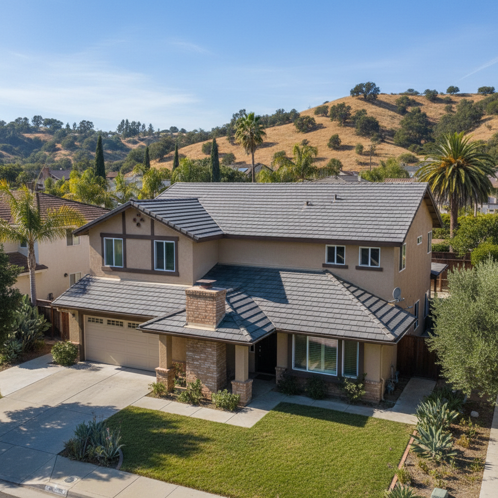 Completed asphalt shingle roofing work at a residential property in Monterey Park, CA