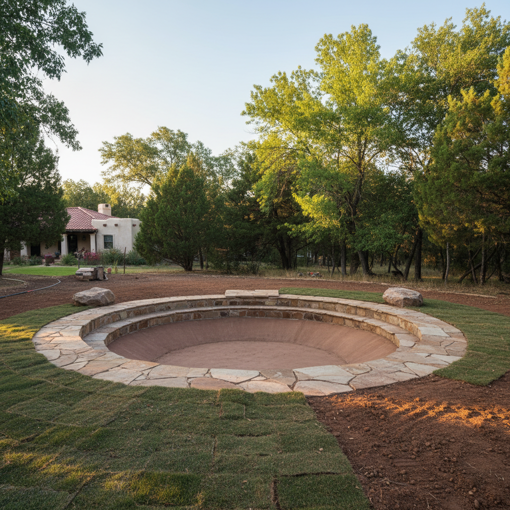 Completed pond excavation work at a residential property in Payson, AZ