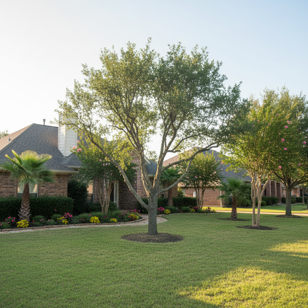 Completed tree health & care work at a residential property in Lake Jackson, TX