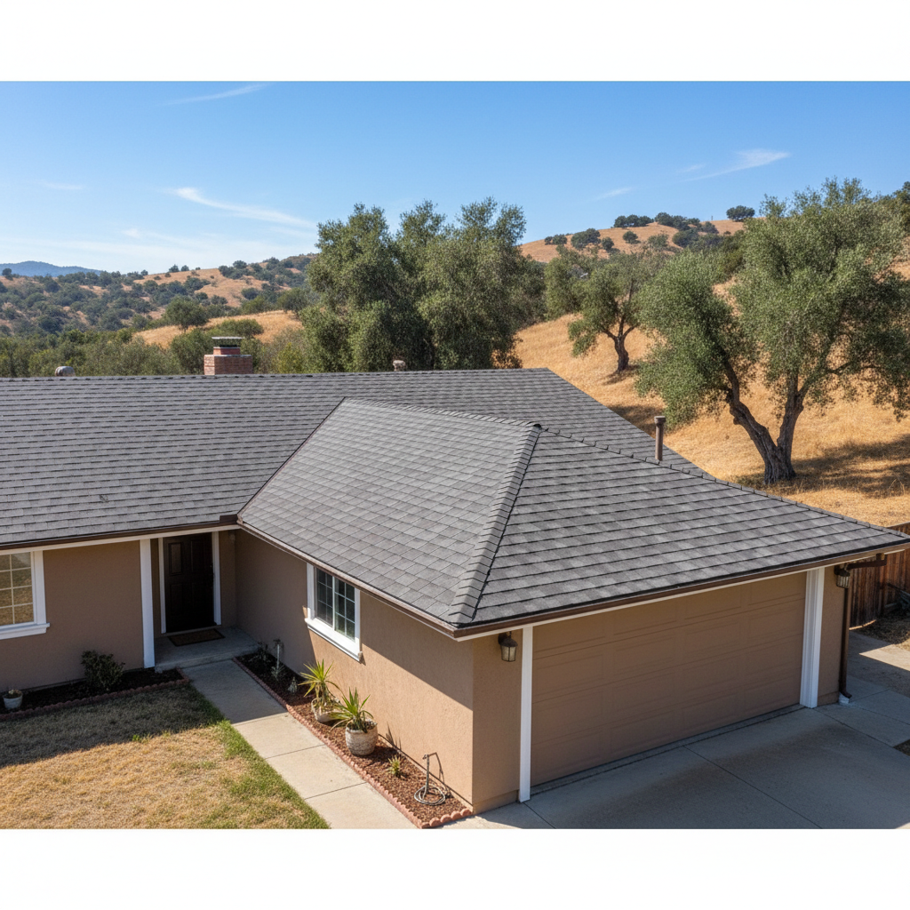 Completed roof replacement work at a residential property in Monterey Park, CA