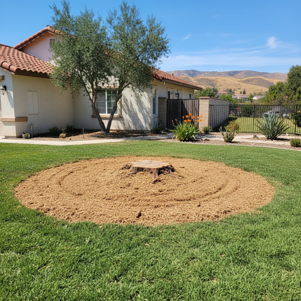 Completed stump grinding & removal work at a residential property in Corona, CA