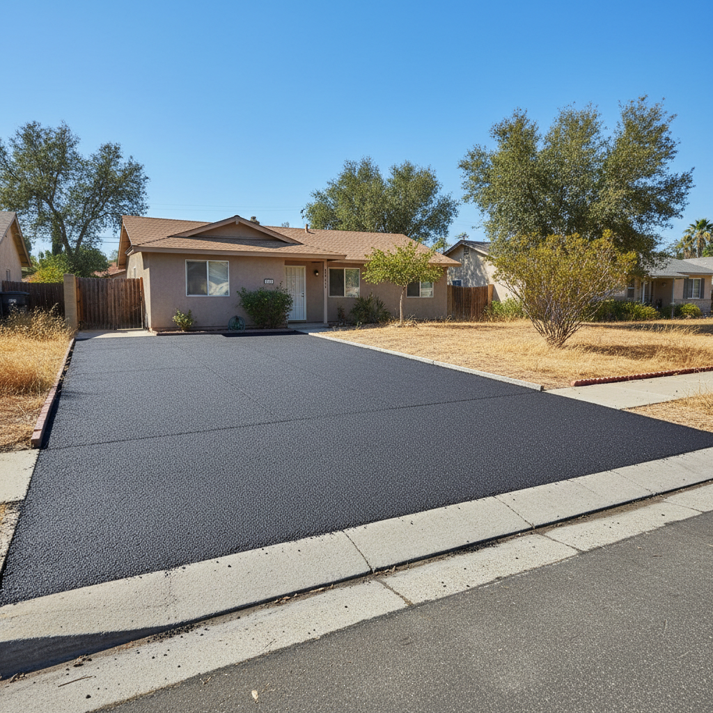 Completed asphalt milling work at a residential property in Fresno, CA