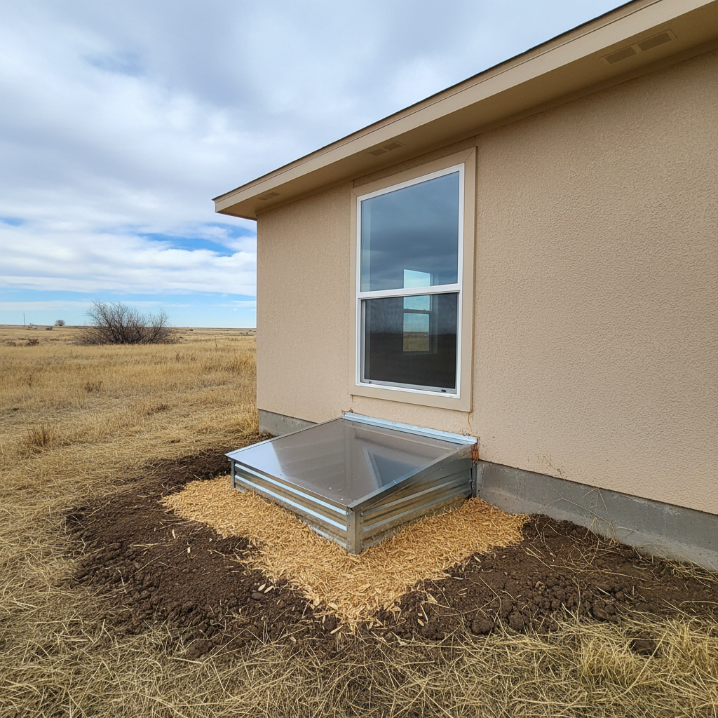 Completed egress window installation work at a residential property in Liberal, KS