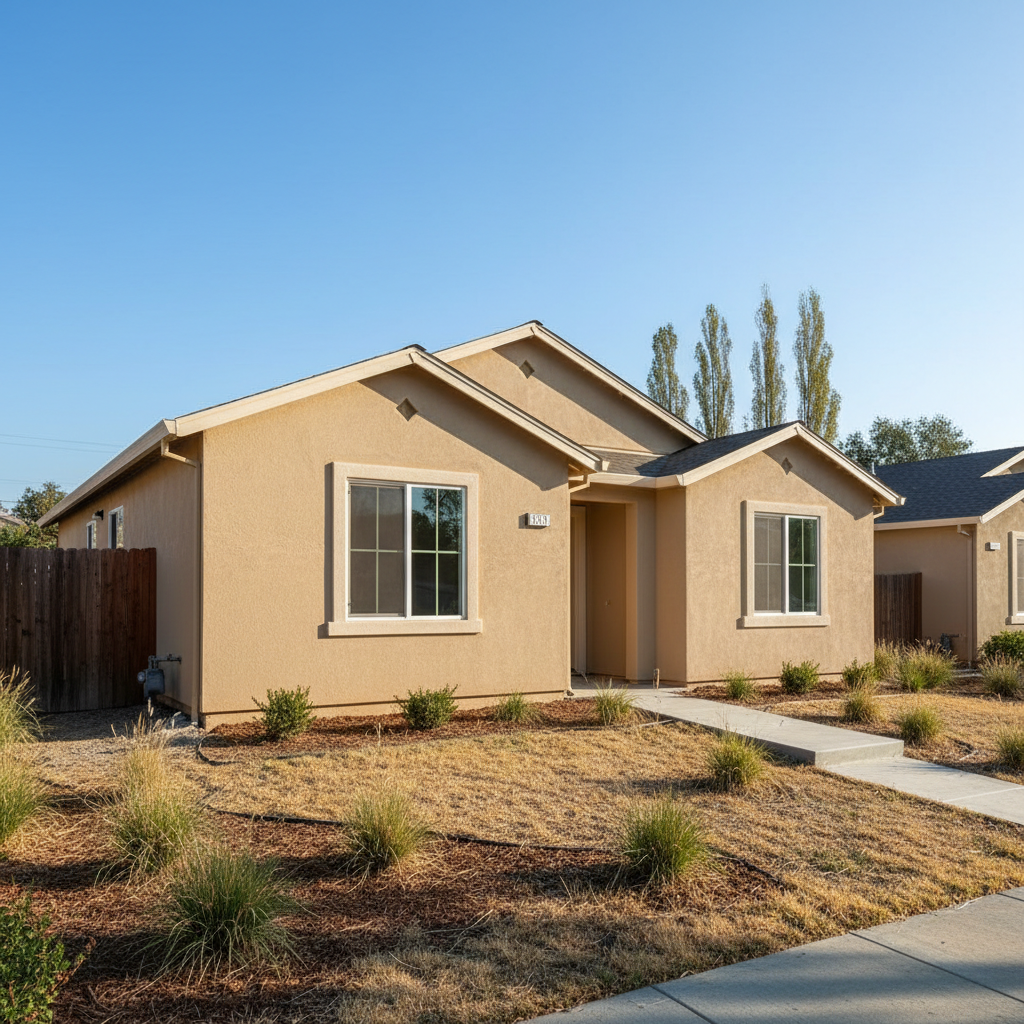 Completed stucco installation work at a residential property in Elk Grove, CA