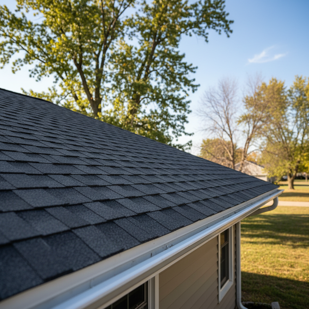 Completed roof replacement work at a residential property in Bellevue, NE