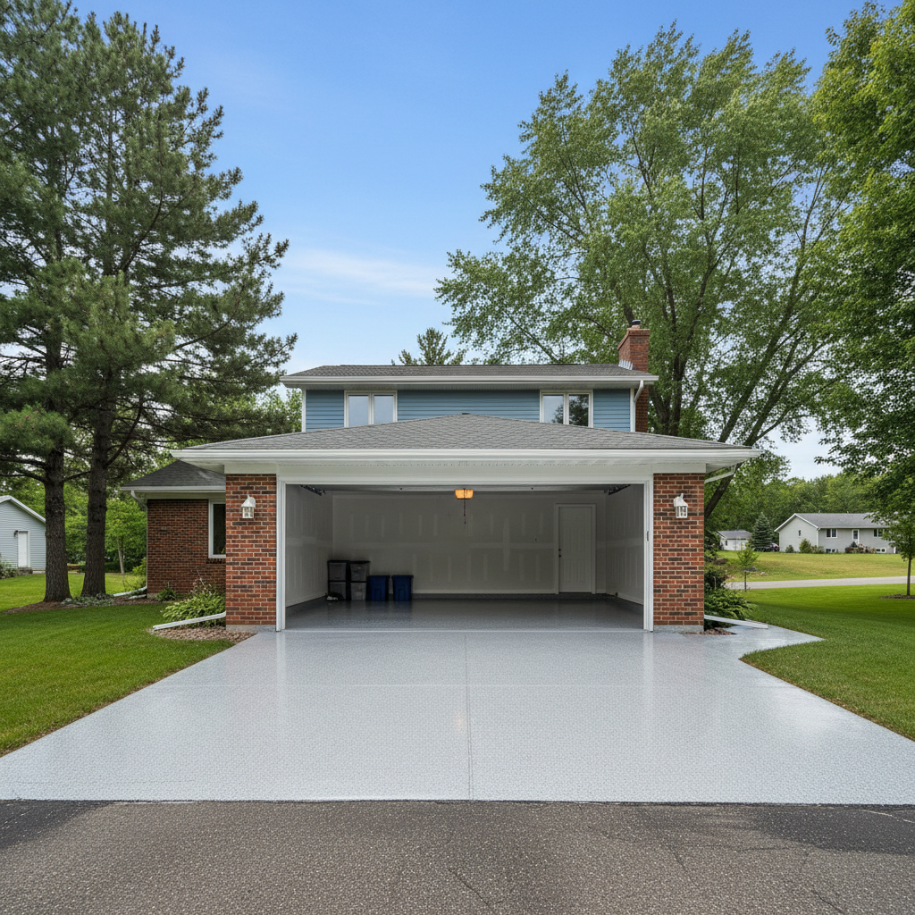 Completed epoxy floor coatings work at a residential property in Duluth, MN