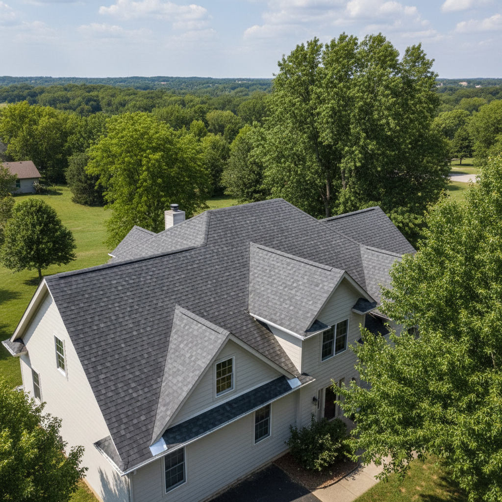 Completed roof repair work at a residential property in Papillion, NE