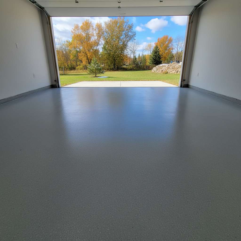 Completed concrete floor resurfacing work at a residential property in Hermantown, MN