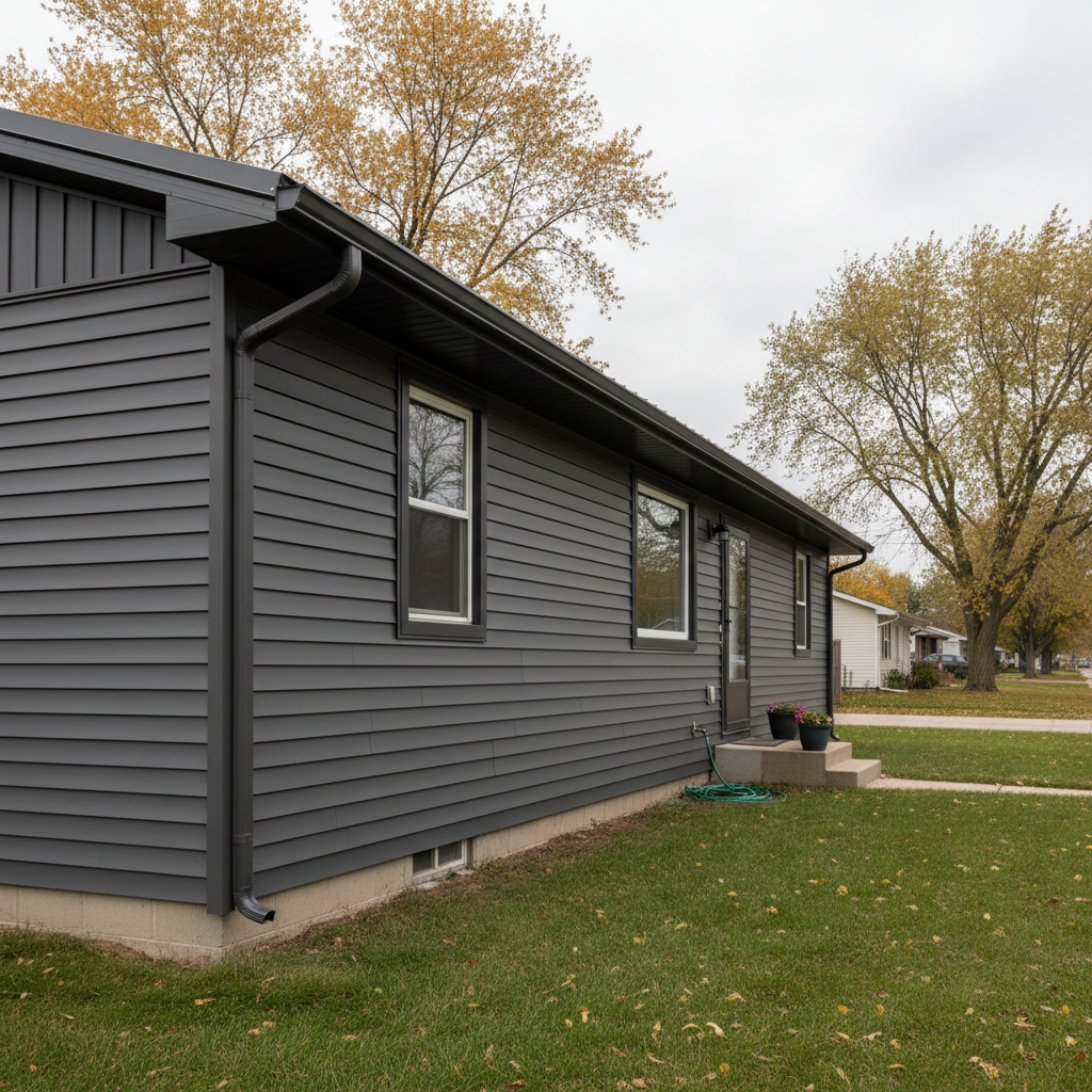 Completed metal siding work at a residential property in Bellevue, NE