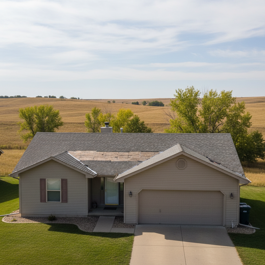 Completed roof repair work at a residential property in North Platte, NE
