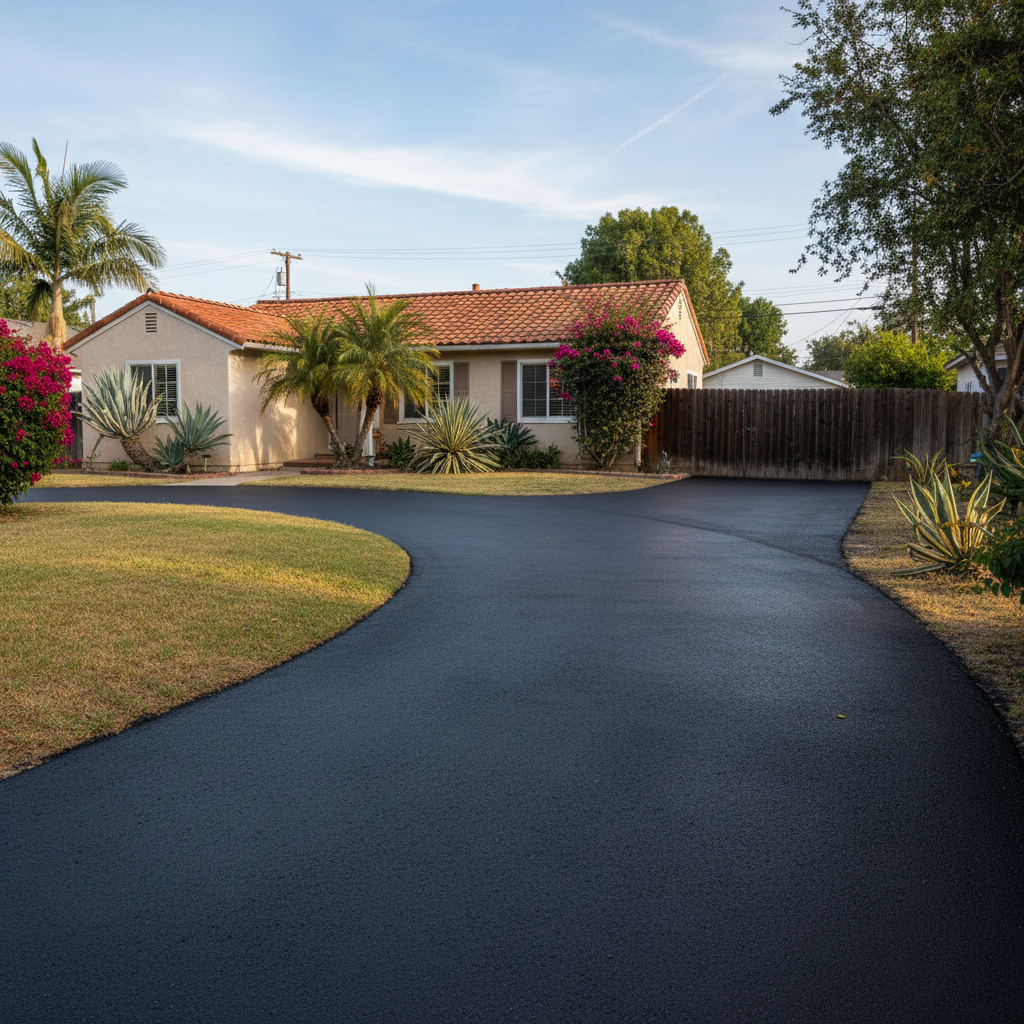 Completed slurry coating work at a residential property in Garden Grove, CA