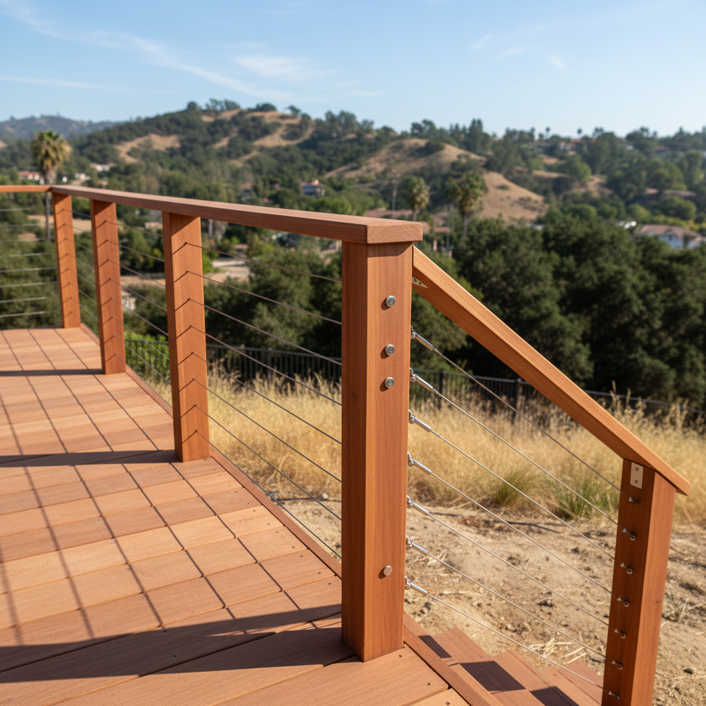 Completed deck railing installation work at a residential property in Pasadena, CA
