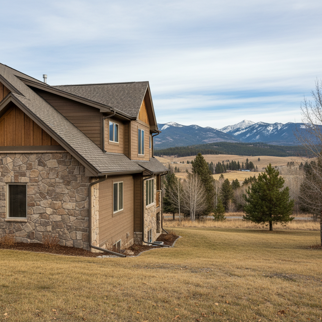 Completed gutter maintenance plans work at a residential property in Polson, MT