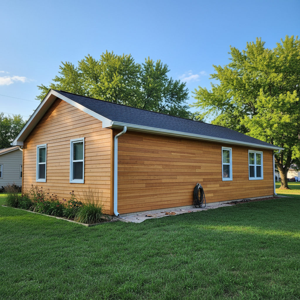Completed wooden siding work at a residential property in Kearney, NE