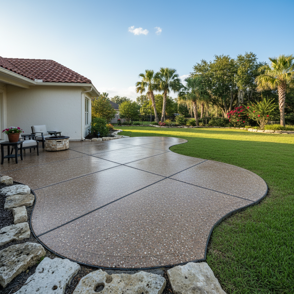 Completed concrete patios work at a residential property in Corpus Christi, TX