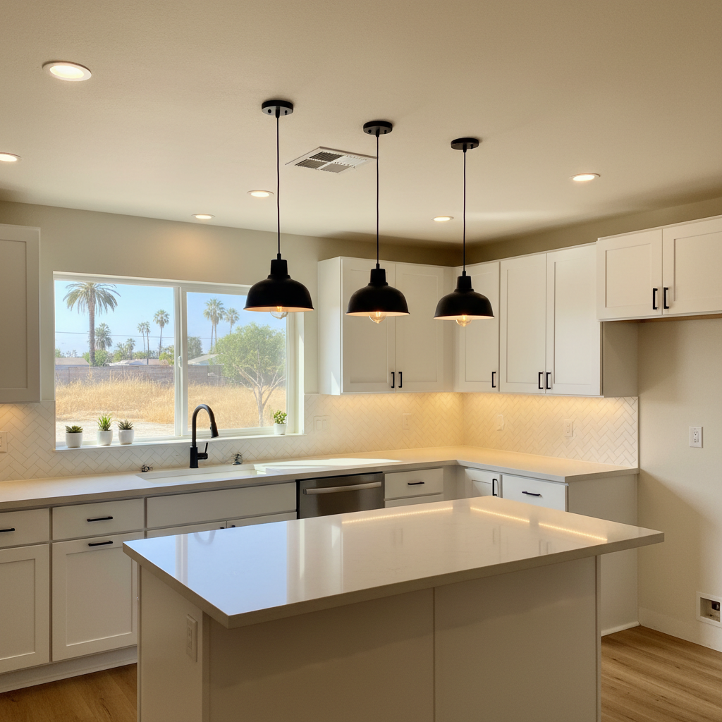 Completed kitchen lighting work at a residential property in West Covina, CA