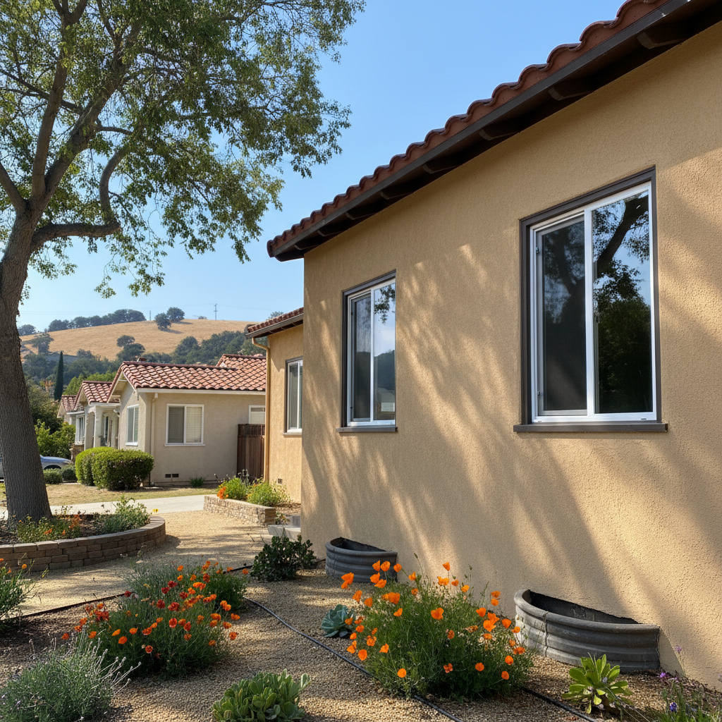 Completed stucco replacement work at a residential property in Sunnyvale, CA