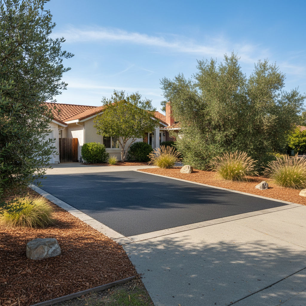 Completed asphalt patching work at a residential property in San Leandro, CA