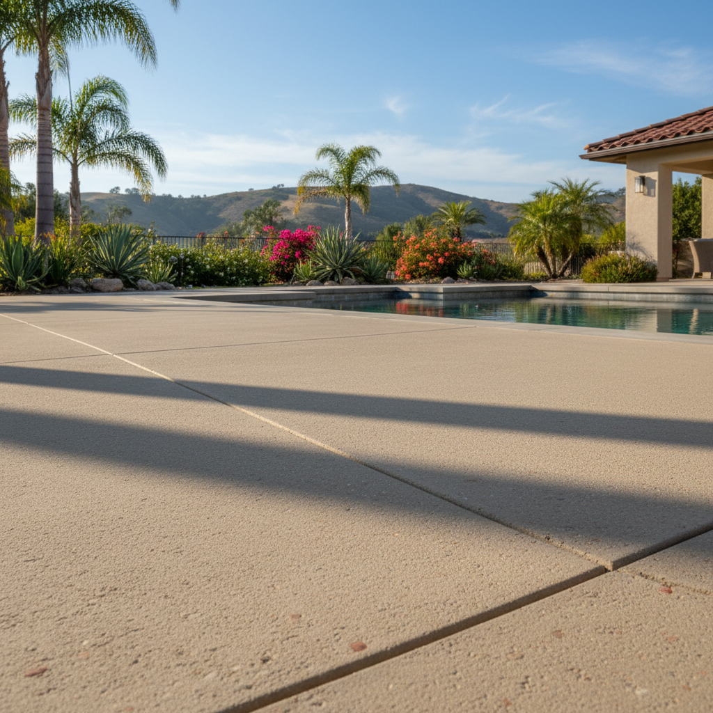 Completed pool decks work at a residential property in Carlsbad, CA