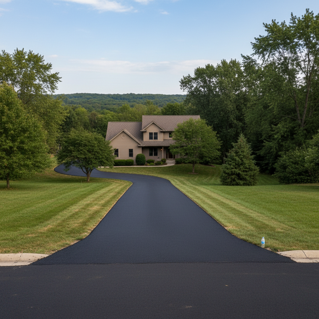 Completed residential asphalt work at a residential property in Sun Prairie, WI