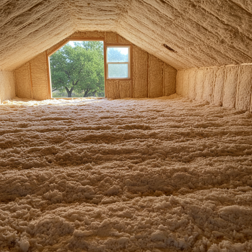 Completed blown-in insulation work at a residential property in Seguin, TX
