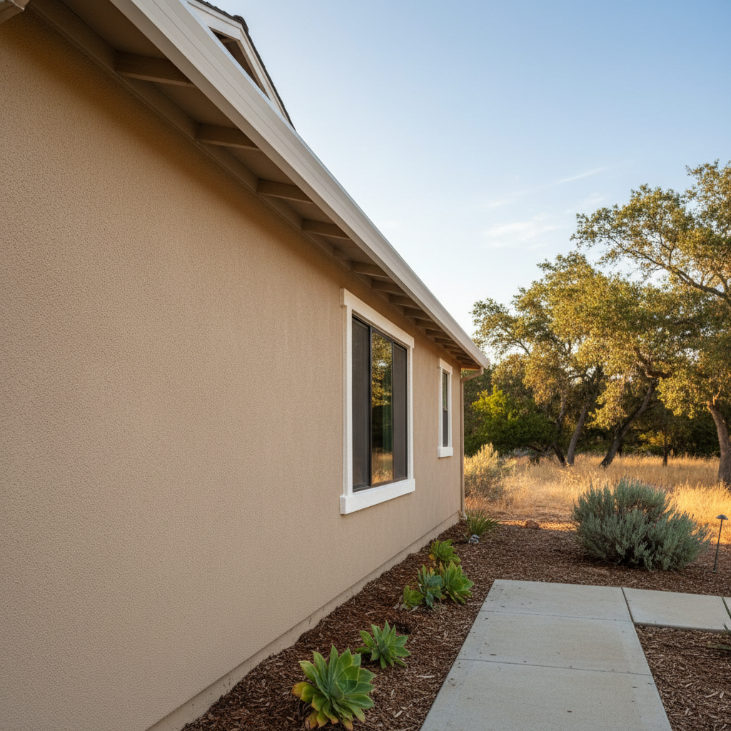 Completed residential stucco work at a residential property in Elk Grove, CA