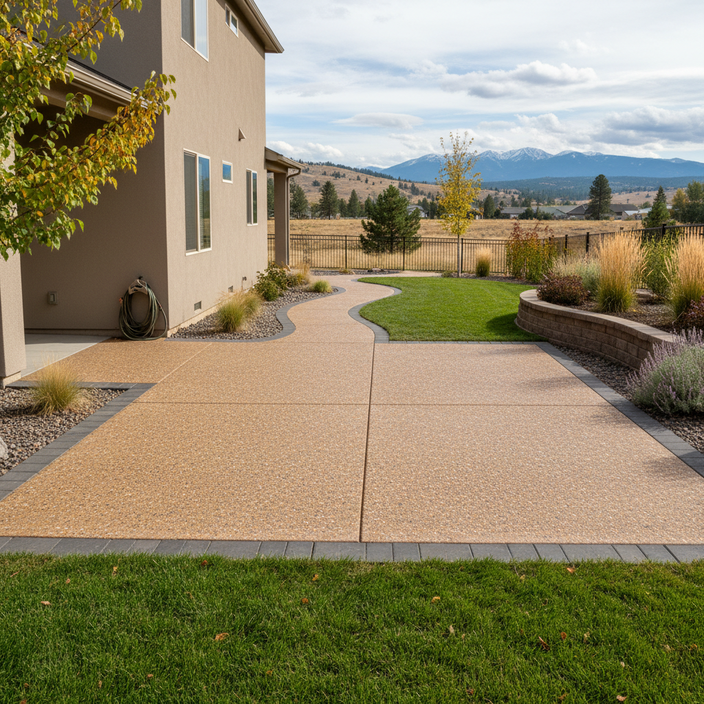 Completed concrete installation work at a residential property in Ephrata, WA