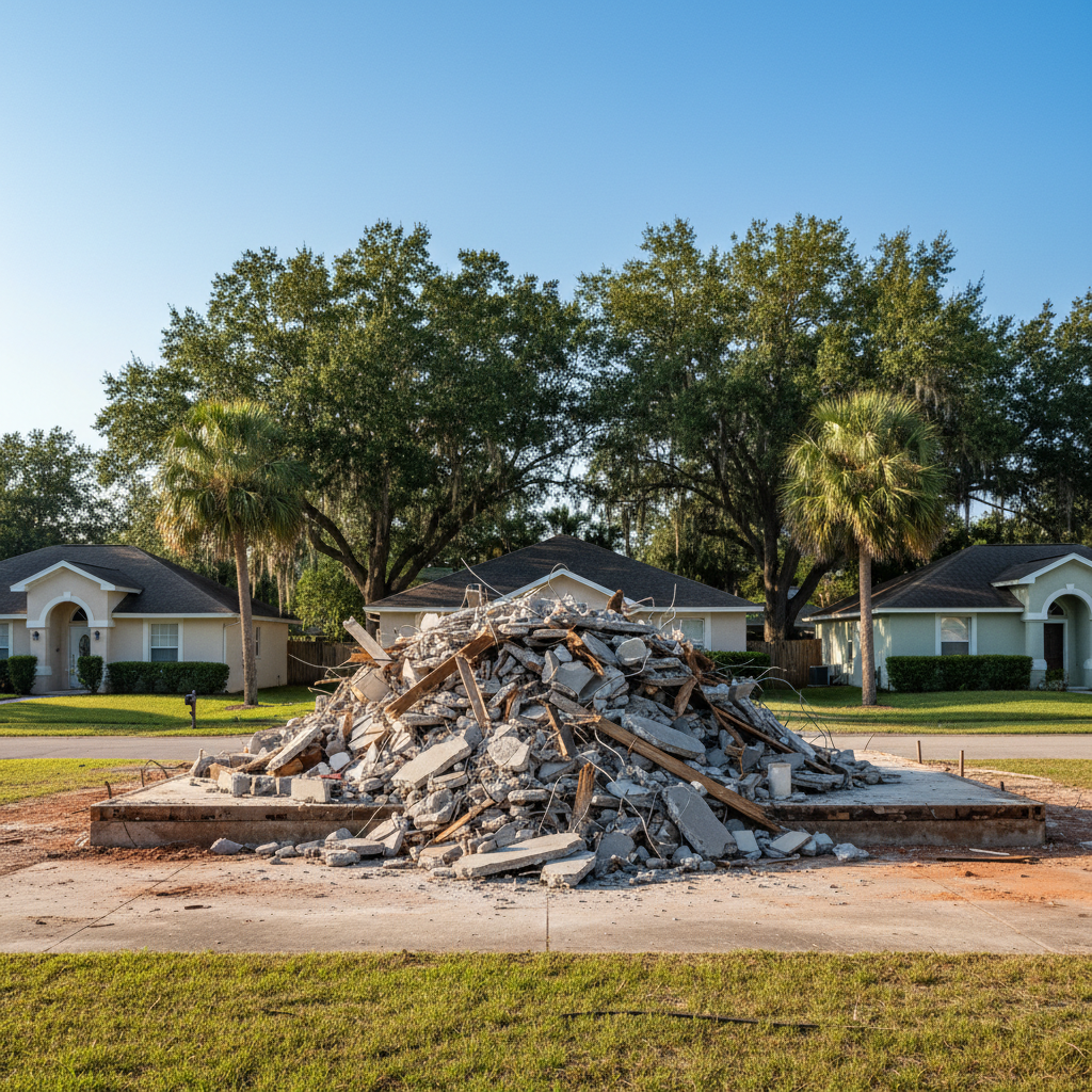 Completed structural demolition work at a residential property in Pensacola, FL