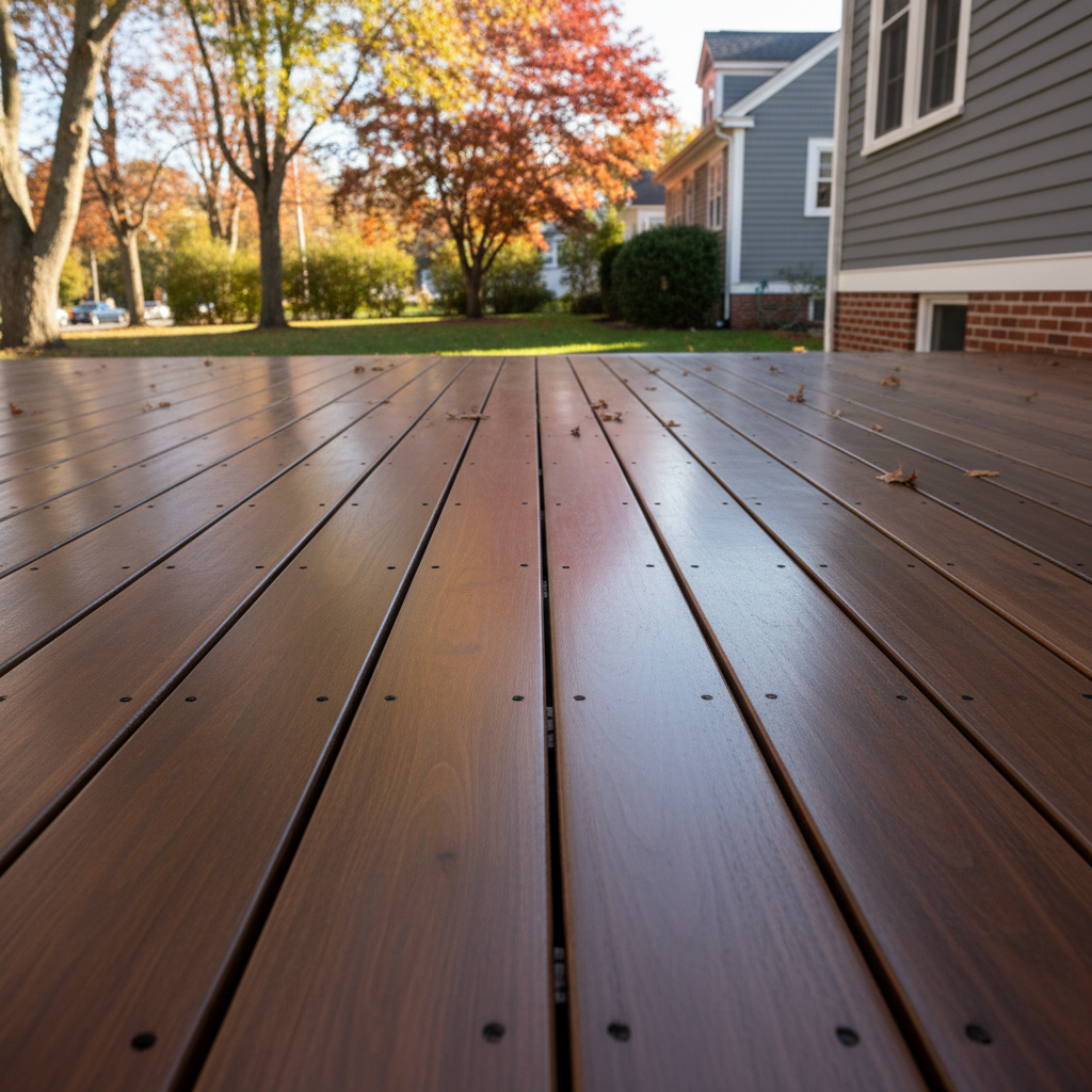 Completed wooden decks work at a residential property in Cambridge, MA