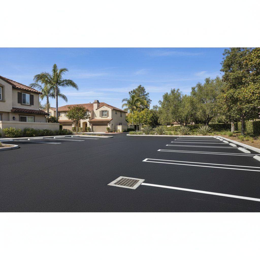 Completed commercial asphalt work at a residential property in Orange, CA