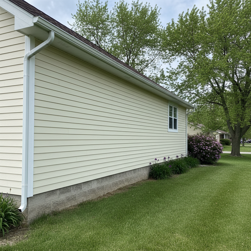 Completed vinyl siding installation work at a residential property in Bellevue, NE