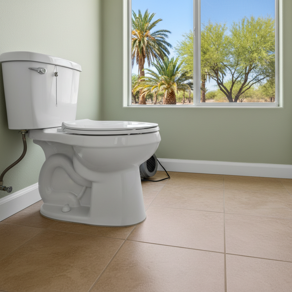 Completed toilet overflow cleanup work at a residential property in Aguila, AZ