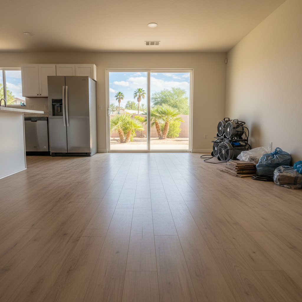 Completed appliance leak cleanup work at a residential property in Apache Junction, AZ