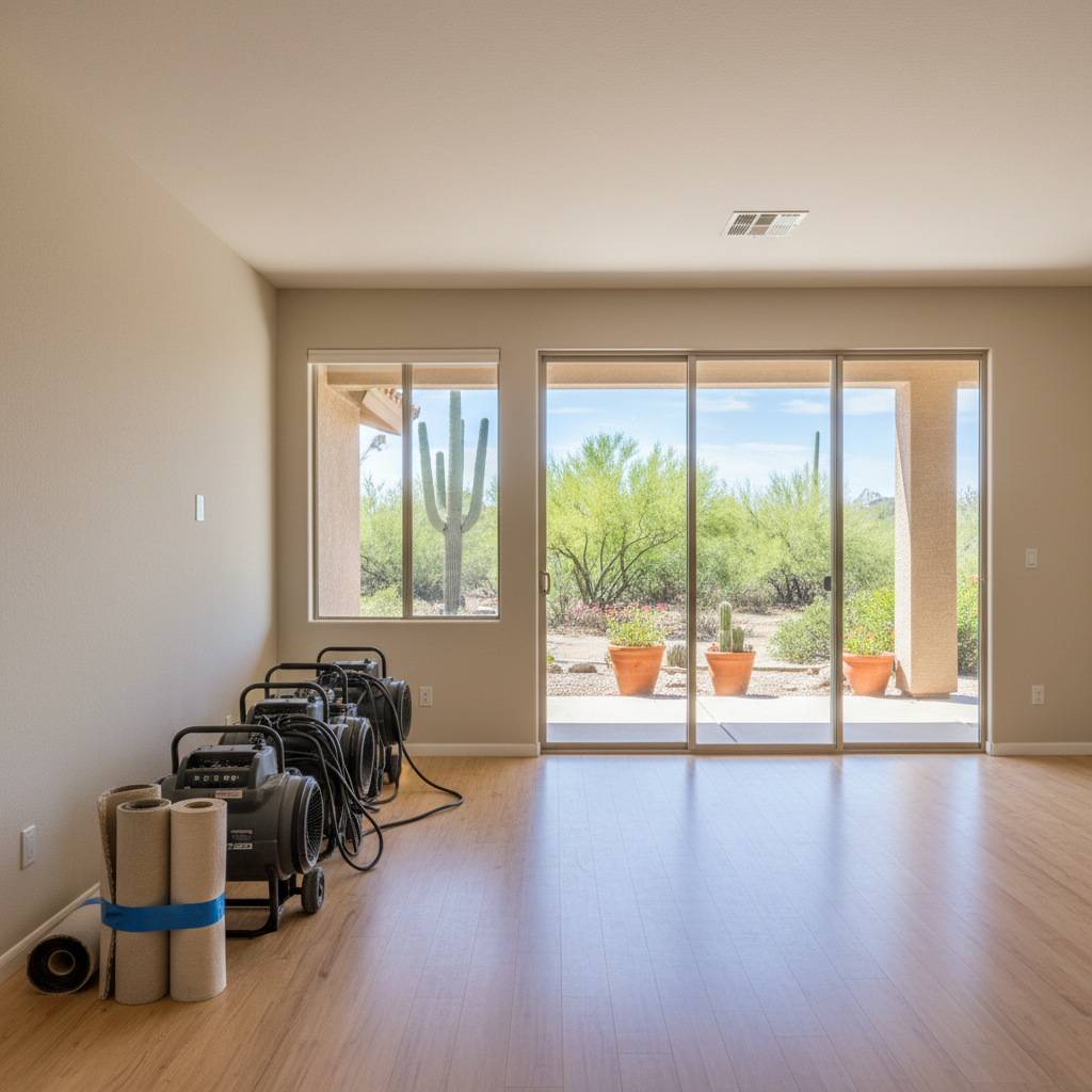 Completed structural drying work at a residential property in Cave Creek, AZ