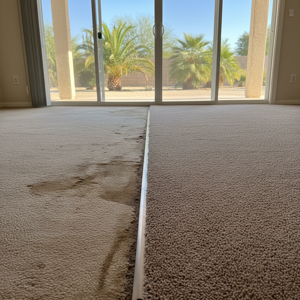 Completed carpet water damage restoration work at a residential property in Buckeye, AZ