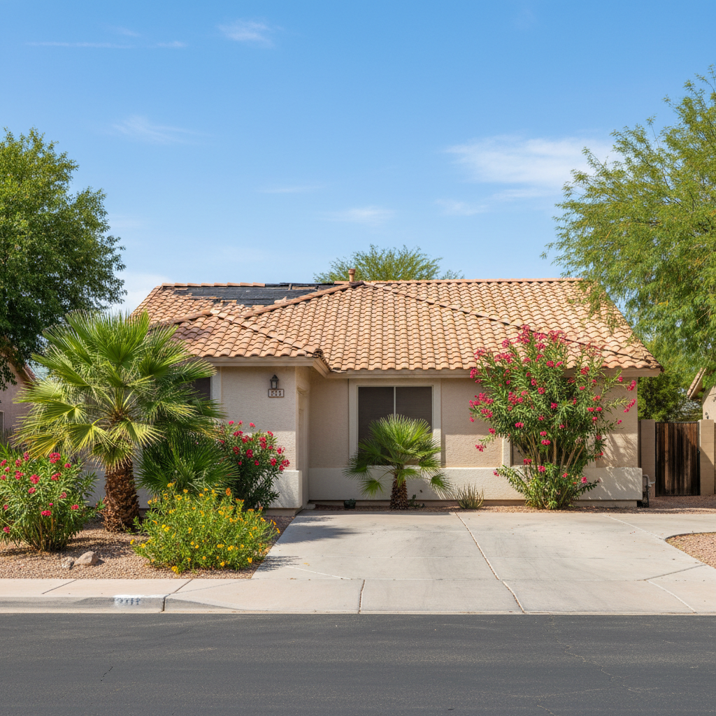 Completed roof leak water damage repair work at a residential property in Chandler, AZ
