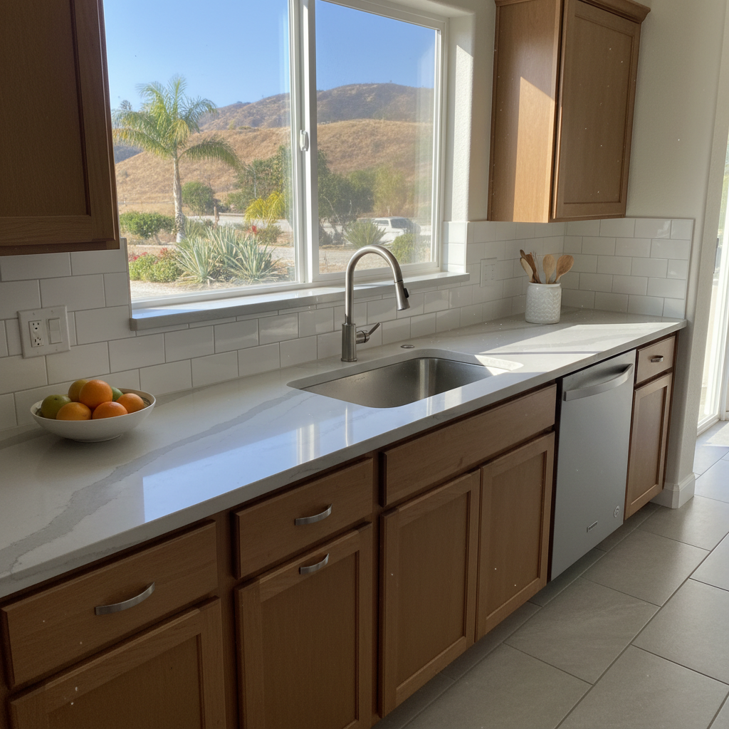 Completed countertop installation work at a residential property in West Covina, CA