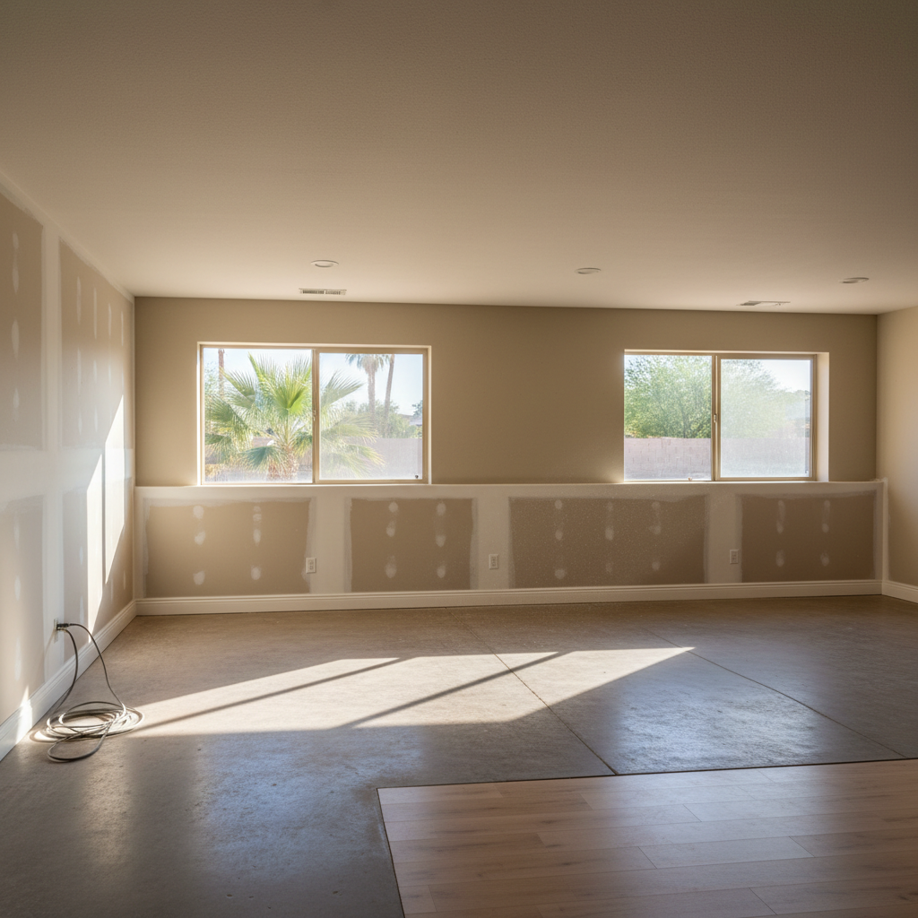 Completed basement water removal work at a residential property in Gila Bend, AZ